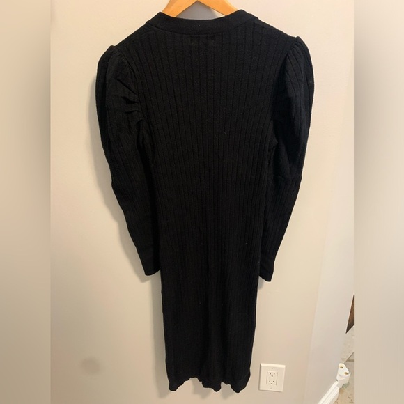 QED London Black Ribbed Knit Button-Front Midi Dress - Size US S - Picture 3 of 7